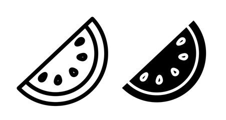 Melon Icon set in black filled and line.