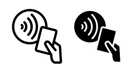NFC payment Icon set in black filled and line.