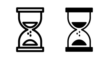 Sand clock Icon set in black filled and line.