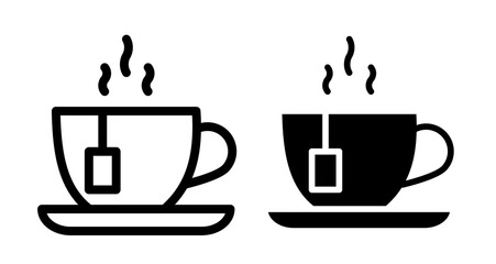 Tea Icon set in black filled and line.