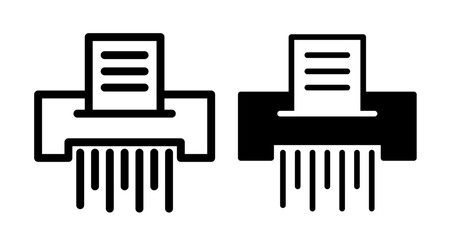 Document shredder Icon set in black filled and line.
