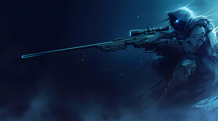 Fototapeta premium The Sniper's Shadow: A Silent Assassin in the Digital Battlefield