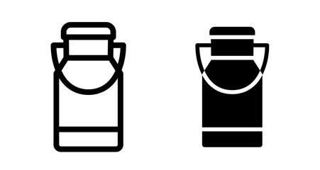 Milk can Icon set in black filled and line.