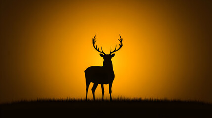 Naklejka premium A minimalist design of a reindeer with glowing antlers in silhouette. Reindeer silhouette vector.