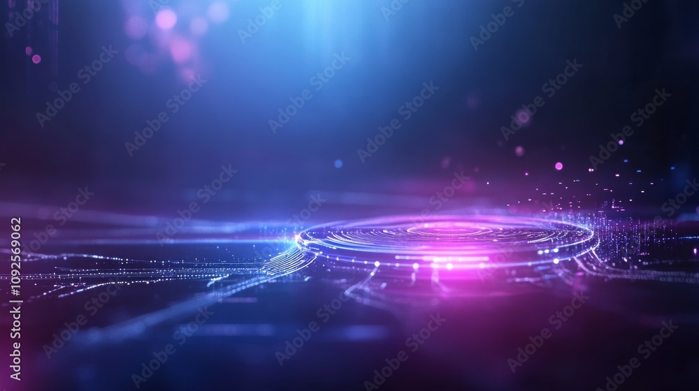 Aufkleber abstract digital background with glowing circles and colorful lights creating a futuristic atmospher