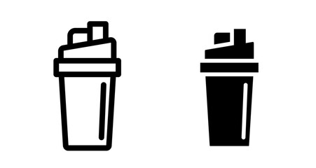 Protein shaker Icon set in black filled and line.