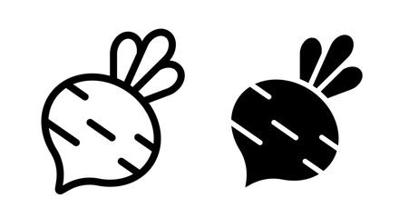 Beetroot Icon set in black filled and line.