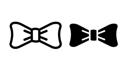 Fototapeta premium Bow Tie Icon set in black filled and line.