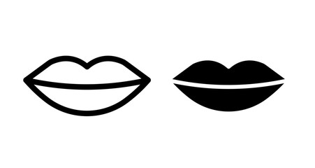 Lips Icon set in black filled and line.