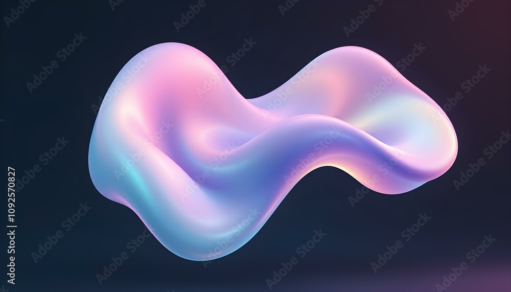 Poster abstract colorful gradient design on black background, fluid iridescent holographic curved wave in m