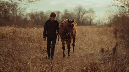 A herd of brown horses graze in a lush green meadow under a vast summer sky