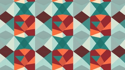 Geometric shape patterned wallpaper with contrasting colors and shapes in a repeating sequence, dynamic design, geometric patterns, color blocking