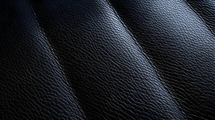 Fototapeta premium Close-Up Texture of Black Leather with Wrinkles and a Smooth Surface, Showing the Natural Grain and Subtle Light Reflection