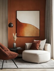 Modern Living Room Interior Design with Abstract Art
