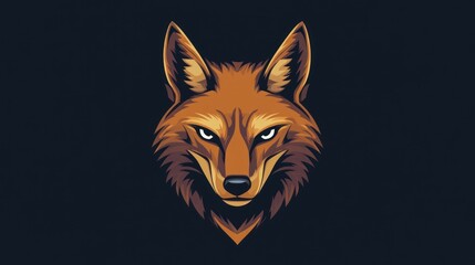Fototapeta premium A stylized illustration of a fox's head with sharp, intense eyes against a dark background.