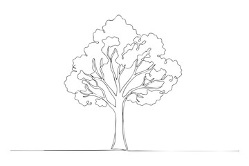 Obraz premium big tree one line continuous drawing