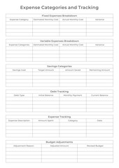 Fototapeta premium Budget Planner Pages and Planner Sheets Design Template for daily, weekly, monthly and annually Budget organizing routines and personal goals