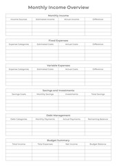 Obraz premium Budget Planner Pages and Planner Sheets Design Template for daily, weekly, monthly and annually Budget organizing routines and personal goals