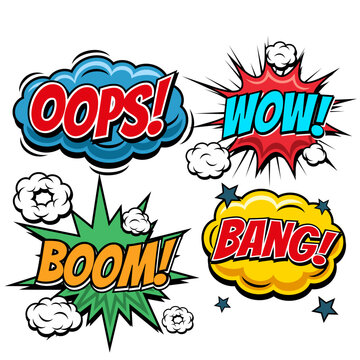 Collection of multicolored comic sound Effects