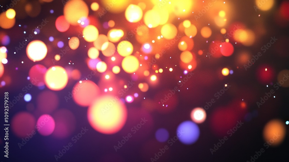Poster a vibrant display of colorful bokeh lights creating a dreamy, festive atmosphere.