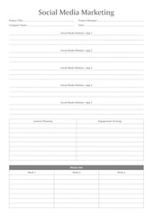 Marketing Planning Page Planner Sheets for Efficiently Organizing, Tracking, and Managing Marketing Activities, Campaigns, Strategies, Goals, and Performance Across Multiple Channels and Platforms Pag