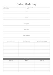 Marketing Planning Page Planner Sheets for Efficiently Organizing, Tracking, and Managing Marketing Activities, Campaigns, Strategies, Goals, and Performance Across Multiple Channels and Platforms Pag