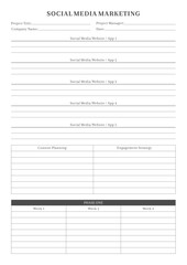Marketing Planning Page Planner Sheets for Efficiently Organizing, Tracking, and Managing Marketing Activities, Campaigns, Strategies, Goals, and Performance Across Multiple Channels and Platforms Pag