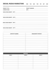 Marketing Planning Page Planner Sheets for Efficiently Organizing, Tracking, and Managing Marketing Activities, Campaigns, Strategies, Goals, and Performance Across Multiple Channels and Platforms Pag