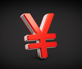 Obraz premium Bold Vibrant Red Japanese Yen Currency Symbol With Sleek Metallic Gleam 3D Illustration