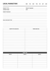 Marketing Planning Page Planner Sheets for Efficiently Organizing, Tracking, and Managing Marketing Activities, Campaigns, Strategies, Goals, and Performance Across Multiple Channels and Platforms Pag