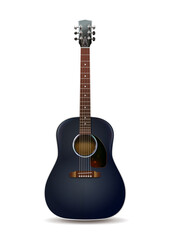 Fototapeta premium Isolated photorealistic vector illustration of black acoustic guitar