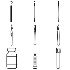 Minimalist Line Icon Medical Supplies Set