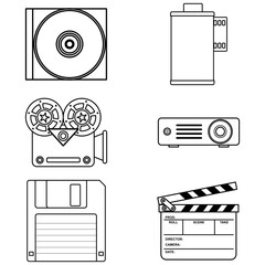 Minimalist Line Icon Movie Maker Tools Set