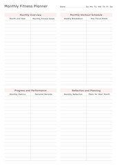 Fitness Planning Sheets for Daily, Weekly, and Monthly Workout Routines, Goal Tracking, Progress Monitoring, Exercise Log, Nutrition Plans, and Healthy Lifestyle Easy Printable Templates