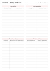 Fitness Planning Sheets for Daily, Weekly, and Monthly Workout Routines, Goal Tracking, Progress Monitoring, Exercise Log, Nutrition Plans, and Healthy Lifestyle Easy Printable Templates