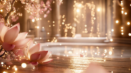 Gentle lotus flower background with copy space for spa centers