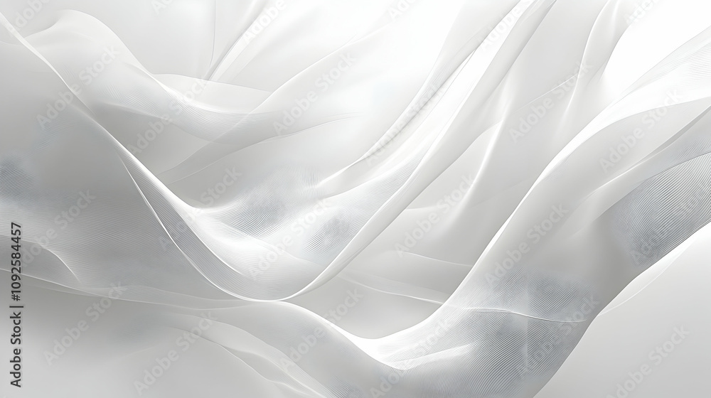 Aufkleber abstract white fabric waves, creating a soft and flowing background for elegant designs