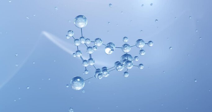 Liothyronine rotating molecular structure, 3d model of molecule, thyroid drugs, looped video