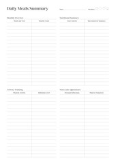 Comprehensive Meal Planning Sheets for Weekly, Monthly, and Daily Meal Prep, Grocery List Organization, Nutritional Tracking, and Healthy Eating Goals, Easy Printable Templates