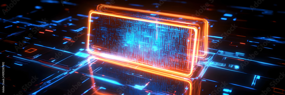 Poster a glowing digital folder with holographic data, representing the future of data storage and processi