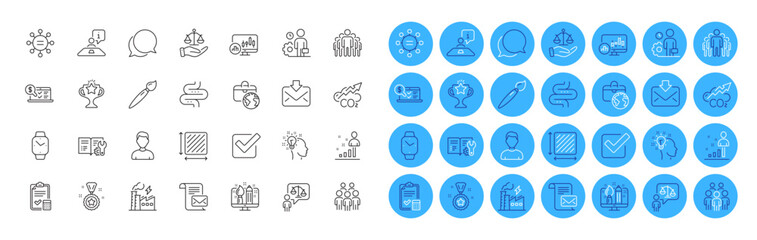 Candlestick chart, Creative design and Ethics line icons pack. Employee, Global business, Engineering documentation web icon. Victory, Square area, Accounting checklist pictogram. Vector