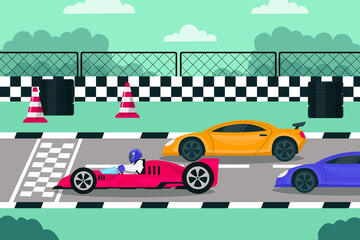 Colorful Car Race Illustration
