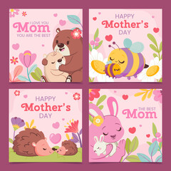 Cute Animal Illustrations for Mother's Day