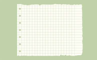 Graph paper. Printable lined and squared grid paper with color lines. Geometric background for school, textures, notebook, diary. Realistic ripped aged paper blank.