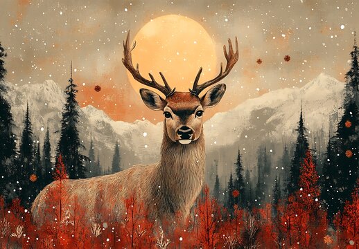 Graceful Deer Roaming in a Tranquil Forest.

