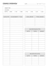 Study Planning Page Planner Sheet Design Template for Organizing Study Sessions, Goals, Timelines, Assignments, Exams, and Progress Tracking for Effective Learning and Academic Success