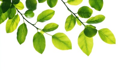 Fototapeta premium A close-up of green leaves against a white background, showcasing nature's beauty.