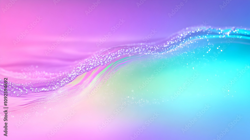 Aufkleber abstract 3d render: sparkling wave background with pastel gradient colors