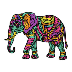 Fototapeta premium Colorful Ornamental Elephant Illustration