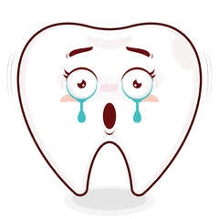 tooth scared face cartoon cute